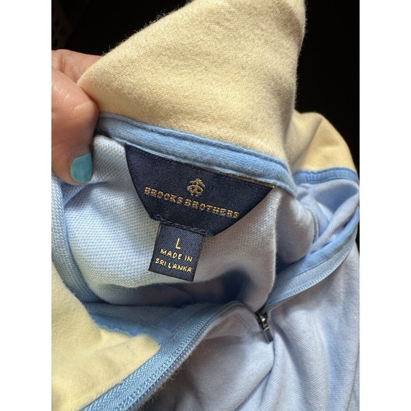 Brooks Brothers Mens L Sky Blue 1/2 Half Zip St Andrews Links Golf Performance - Picture 4 of 10